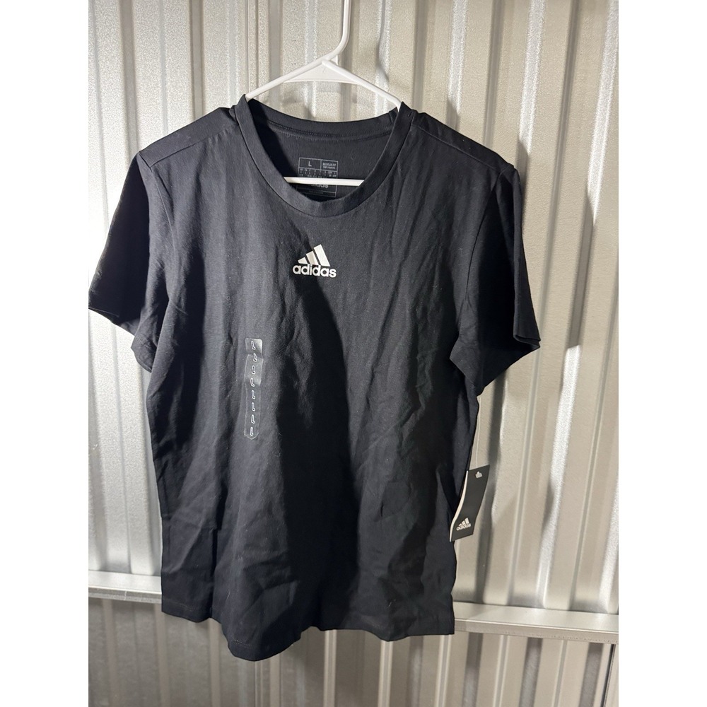 Large Adidas T-Shirt Tee Short Sleeve Black NWT